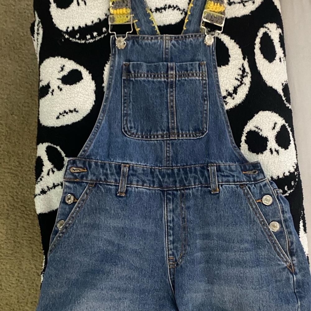 Denim Overalls with Yellow Accents